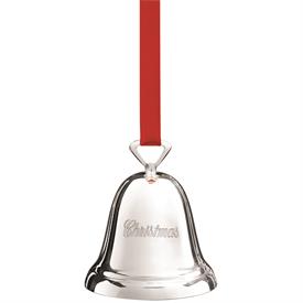 -,'CHRISTMAS' SILVER PLATED BELL ORNAMENT. 3" TALL. MSRP $30.00                                                                             