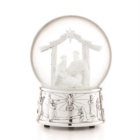 -,NATIVITY MUSICAL SNOW GLOBE. PLAYS 'O HOLY NIGHT'. 6.5" TALL, 4.75" WIDE                                                                  