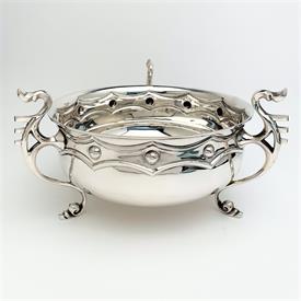 ,REID & SONS TUDRIC STYLE, VIKING THEMED STERLING SILVER FOOTED BOWL. MADE IN LONDON, ENGLAND CIRCA 1904. 28.30 OZT 5.5"T X 11"D            