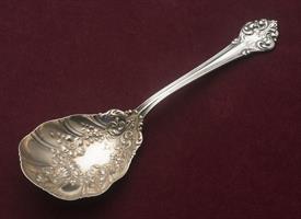 BERRY SERVING SPOON WITH FANCY BOWL 9" SMALL MONO M ON HANDLE. GOLD WASH BOWL                                                               