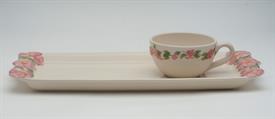 2-PIECE TEA AND TOAST FOR ONE SET. TRAY 14.75" LONG, 7" WIDE.                                                                               