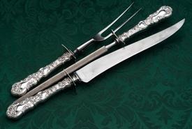,3 Piece Roast Carving Set Imperial Chrysanthemum by Gorham Sterling 14.5" long Knife, Fork, Sharpener mono "CLM" condition 6 of 10         