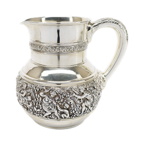 ,Water Pitcher. Weight 27.65 Troy ounces. Olympian, Tiffany Sterling Silver. 7.2" tall. Was $6.995.00. Light wear consistent with age.      