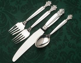 ,4 piece place setting Acanthus by Georg Jensen Sterling Silver Denmark (knife 9",fork 7 1/8",salad 6.75", tsp 6 1/8                        