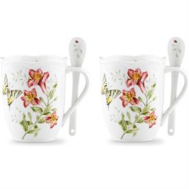 -SET OF 2 MUGS WITH SPOONS. 10 OZ. CAPACITY. MSRP $43.00                                                                                    